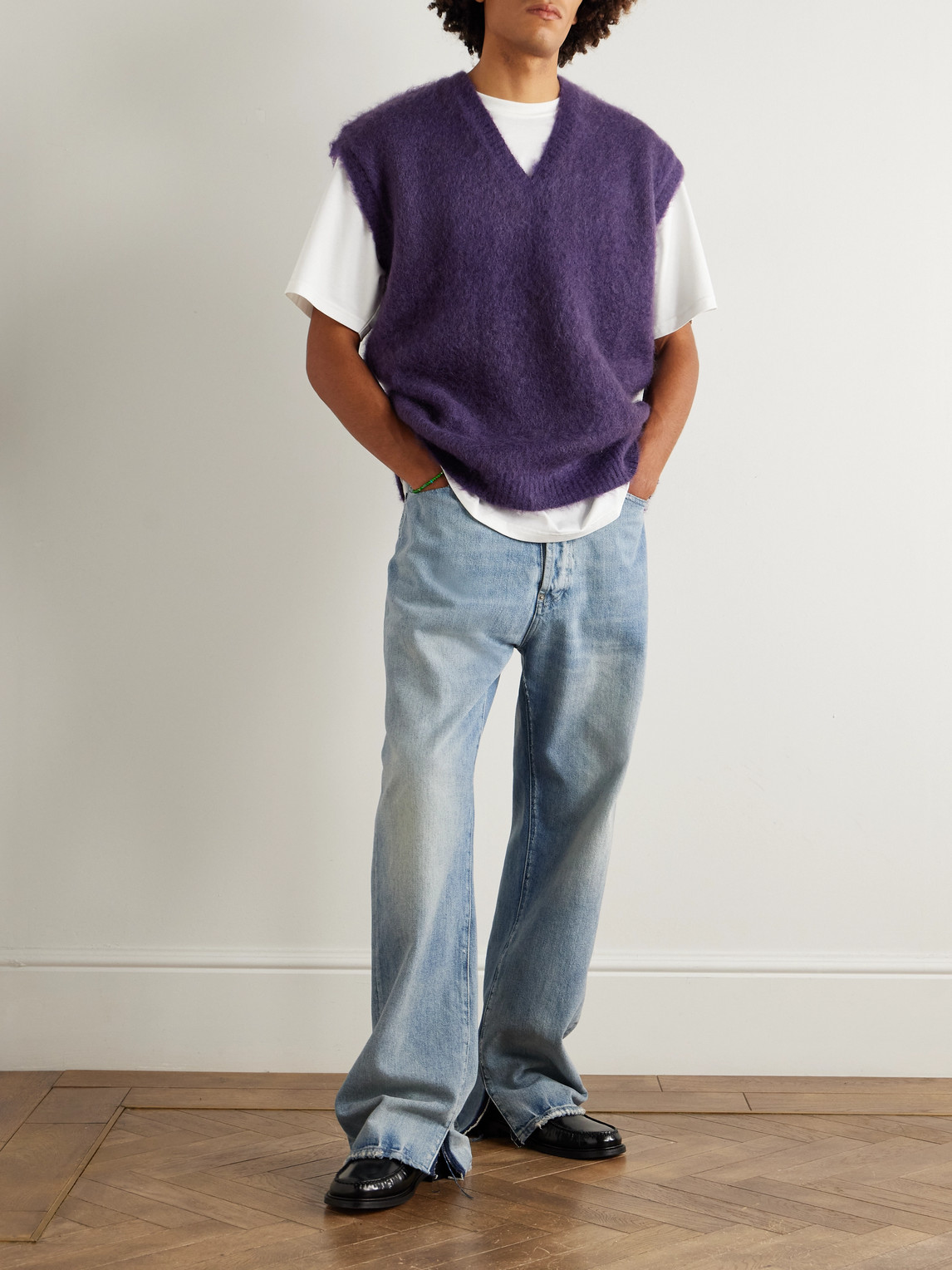 Needles Oversized Mohair-blend Sweater Vest In Purple