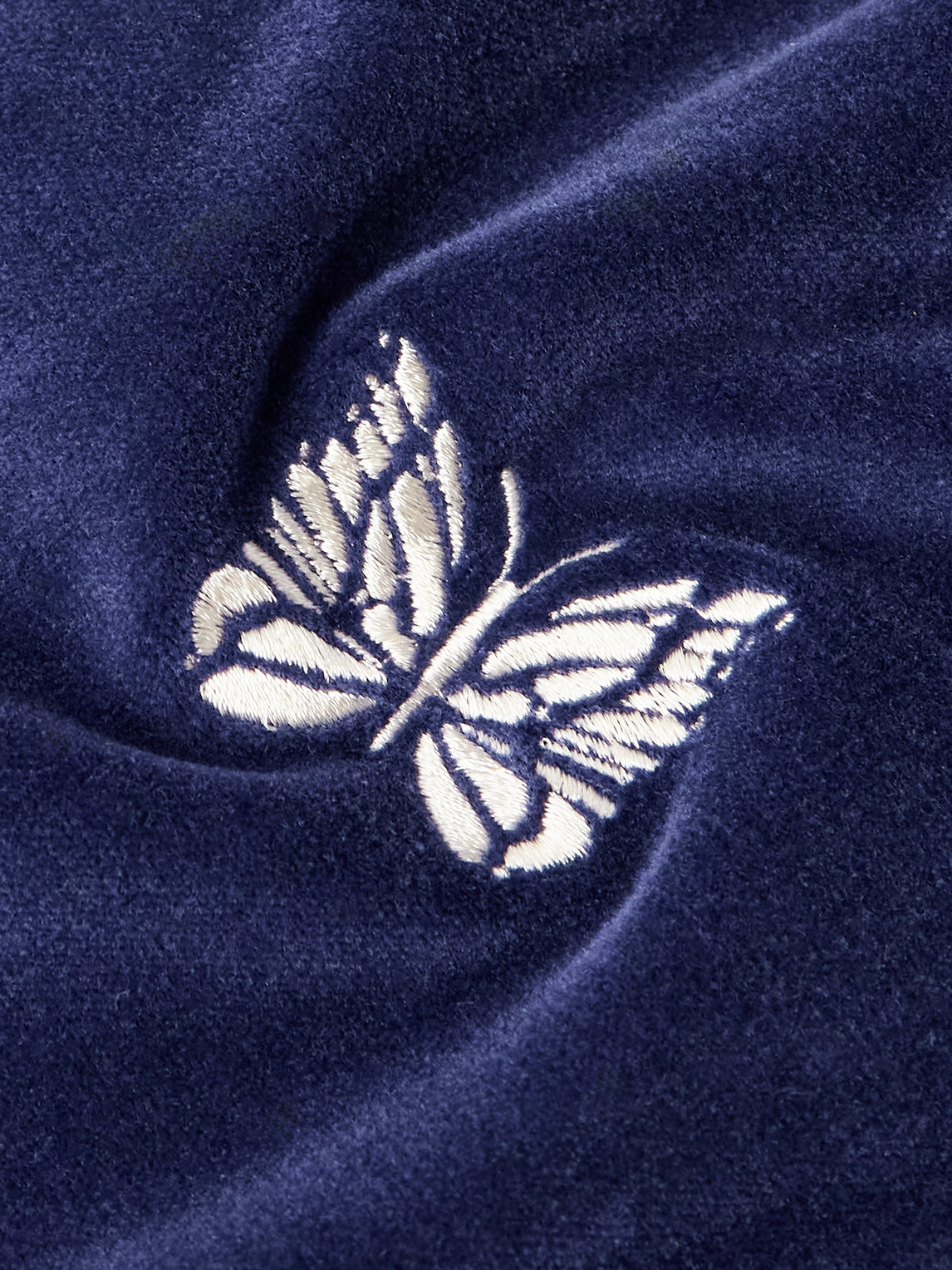 Needles Logo-embroidered Striped Cotton-blend Velour Track Jacket In Blue