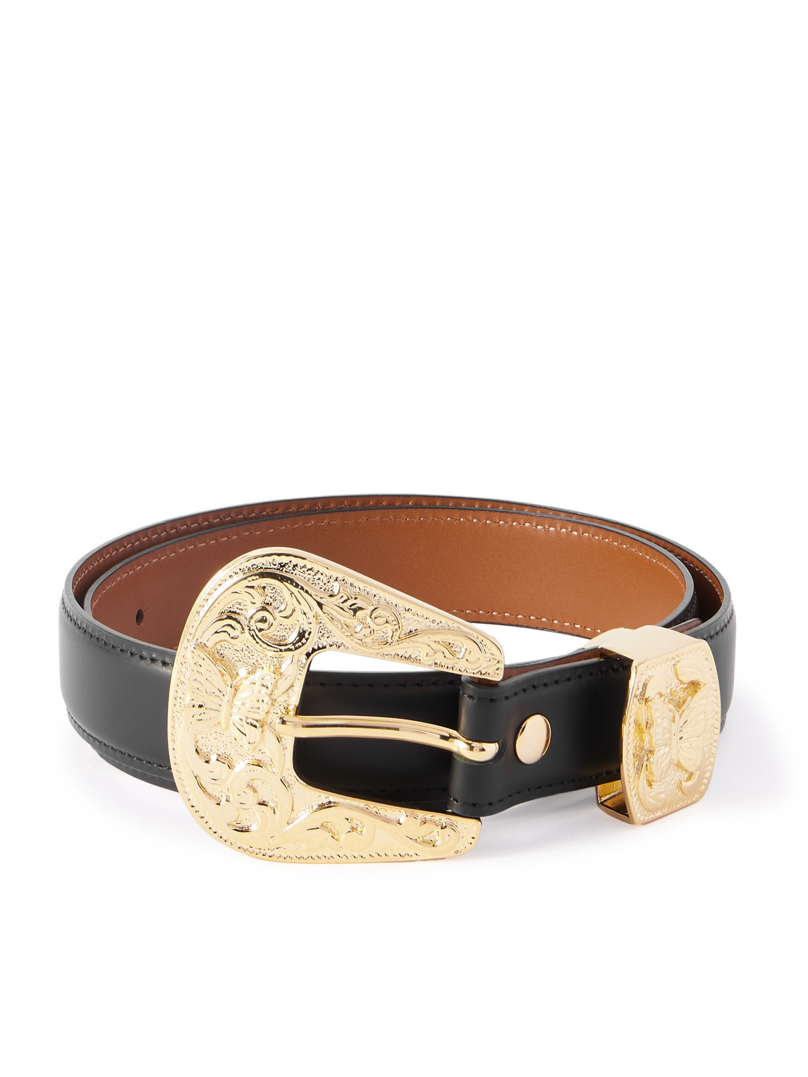 Needles Papillon 2.5cm Leather Belt In Black