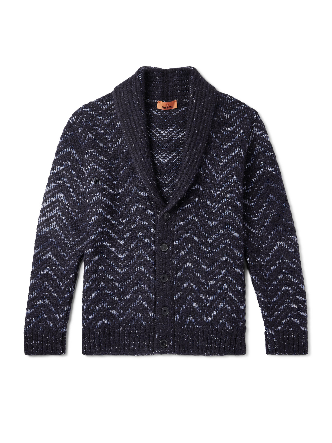 Missoni Shawl-collar Jacquard-knit Cardigan In Blue