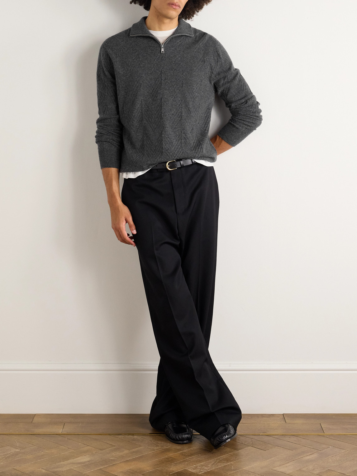 Missoni Cashmere Half-zip Sweater In Gray