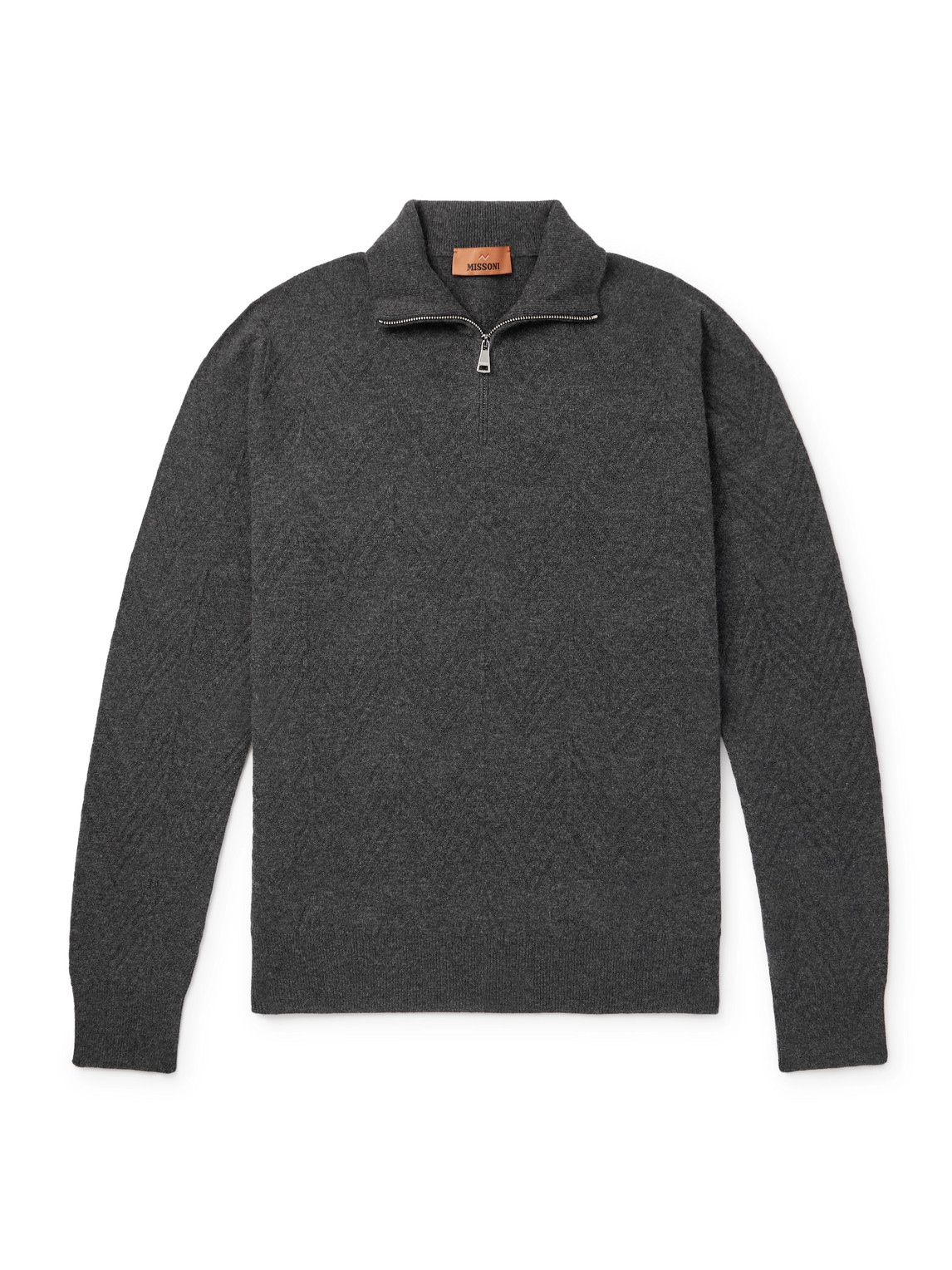 Missoni Cashmere Half-zip Sweater In Gray