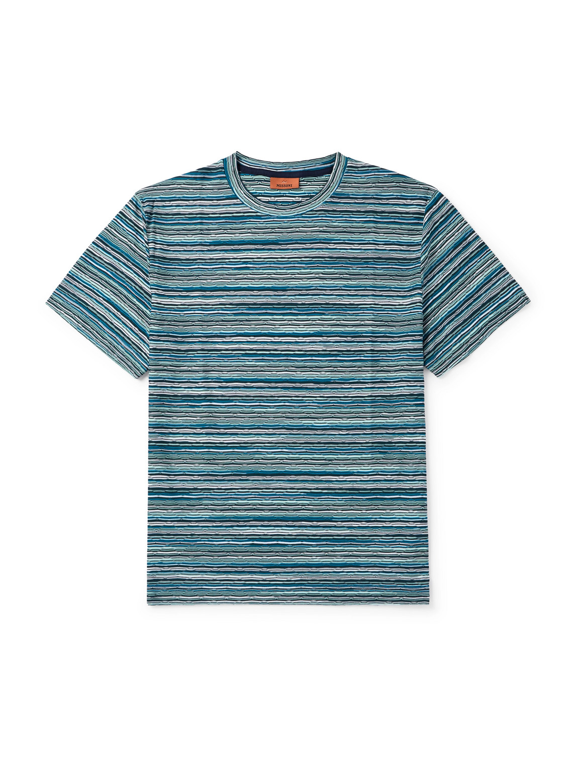 Missoni Space-dyed Cotton-jersey Jacquard T-shirt In Blue