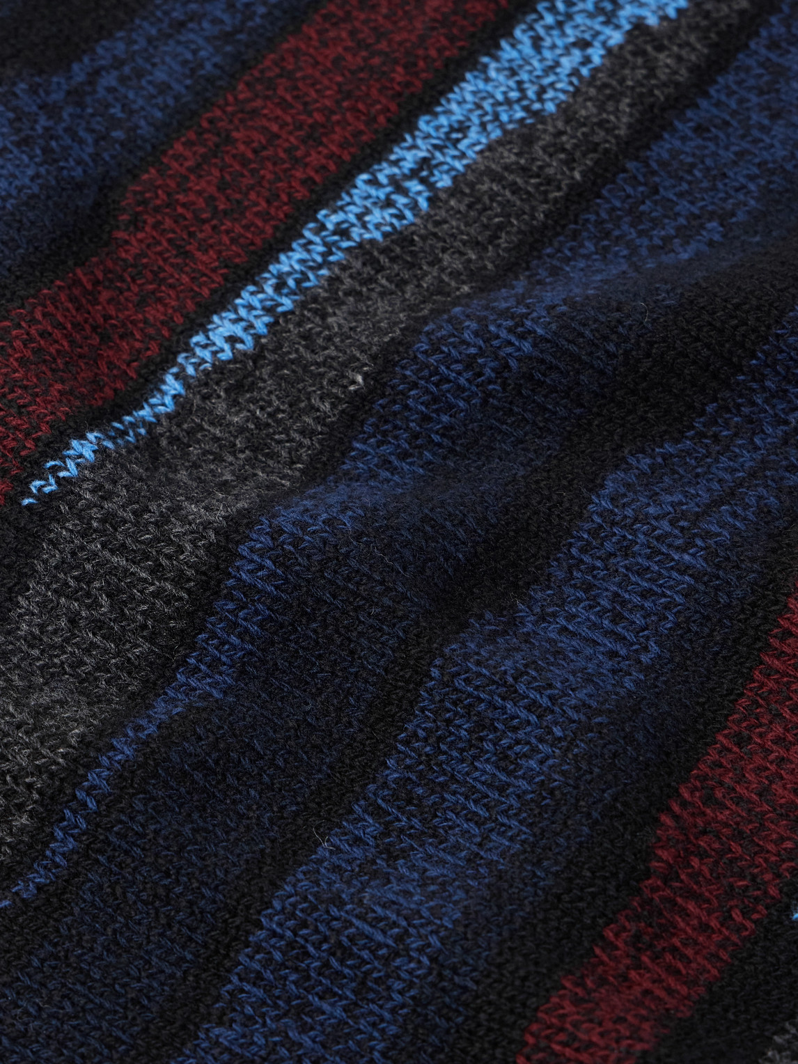 Missoni Crew Neck Sweater With Striped Inlay In Blue