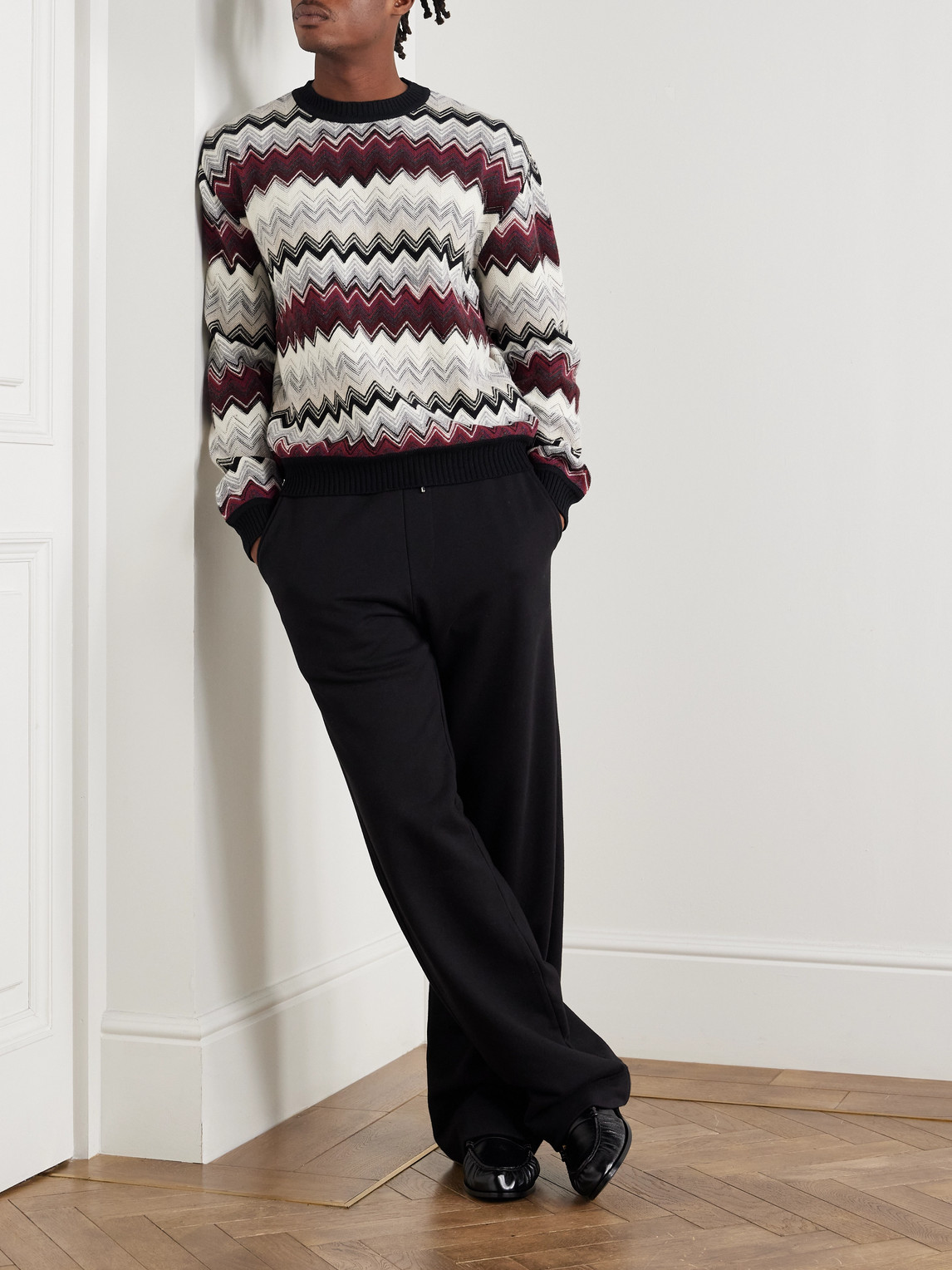 Missoni Rundhalspullover Mit Flammigem Zickzackmuster In Black