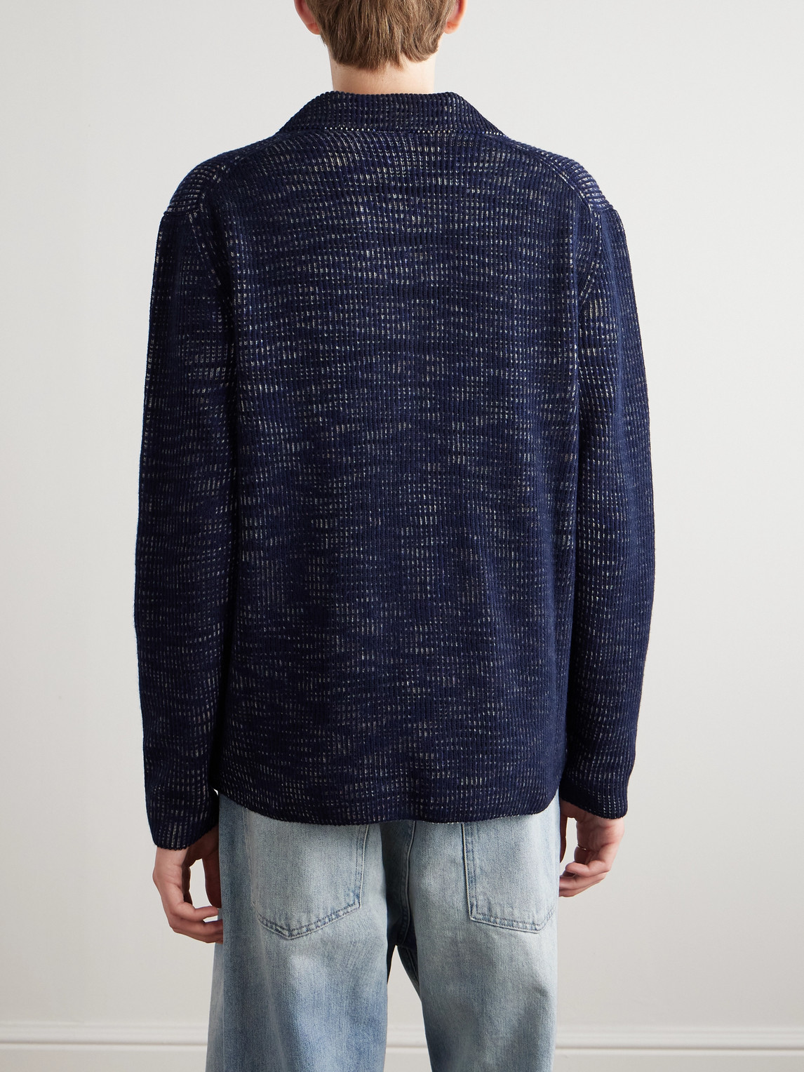 Missoni Unstructured Space-dyed Ribbed Wool Blazer In Blue