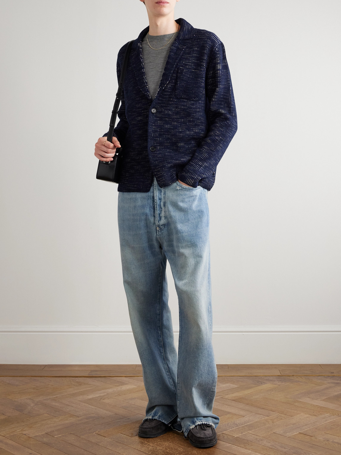 Missoni Unstructured Space-dyed Ribbed Wool Blazer In Blue