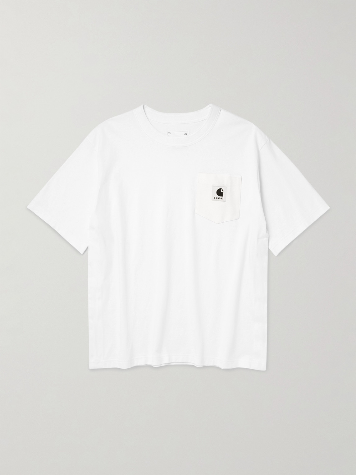 Sacai Logo-Appliquéd Canvas-Trimmed Cotton-Jersey T-Shirt - Men