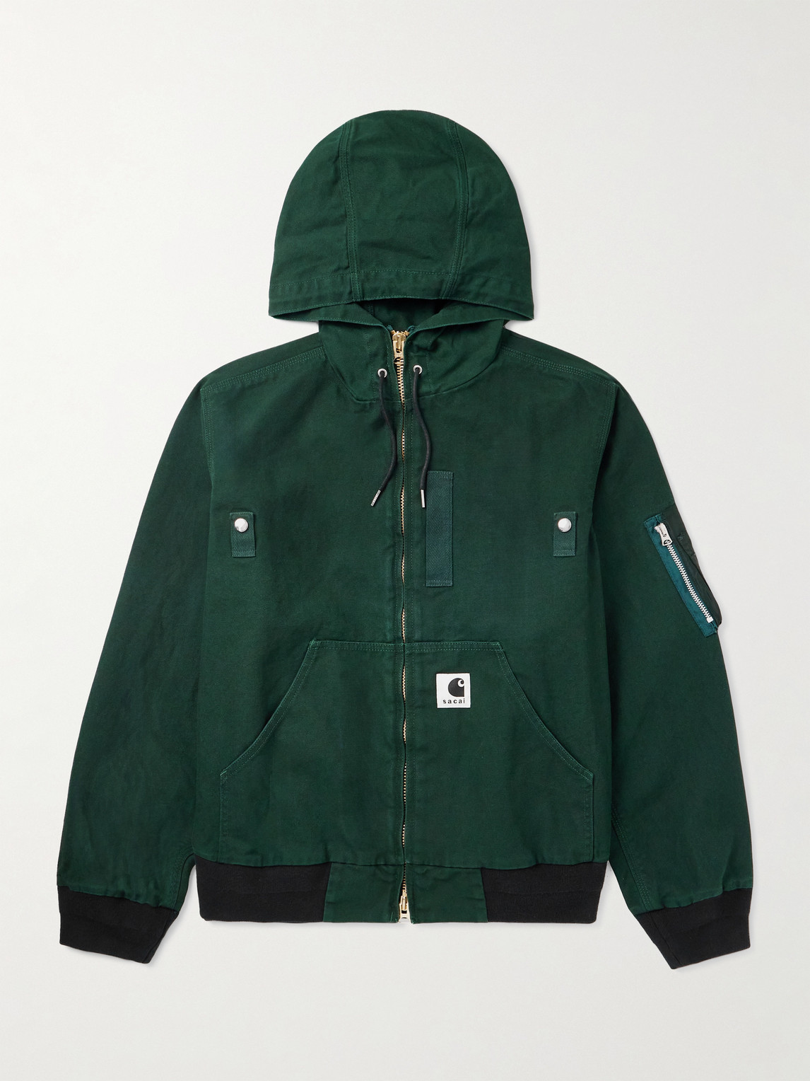 Sacai Carhartt WIP Jersey-Trimmed Cotton-Canvas Hooded Blouson Jacket - Men