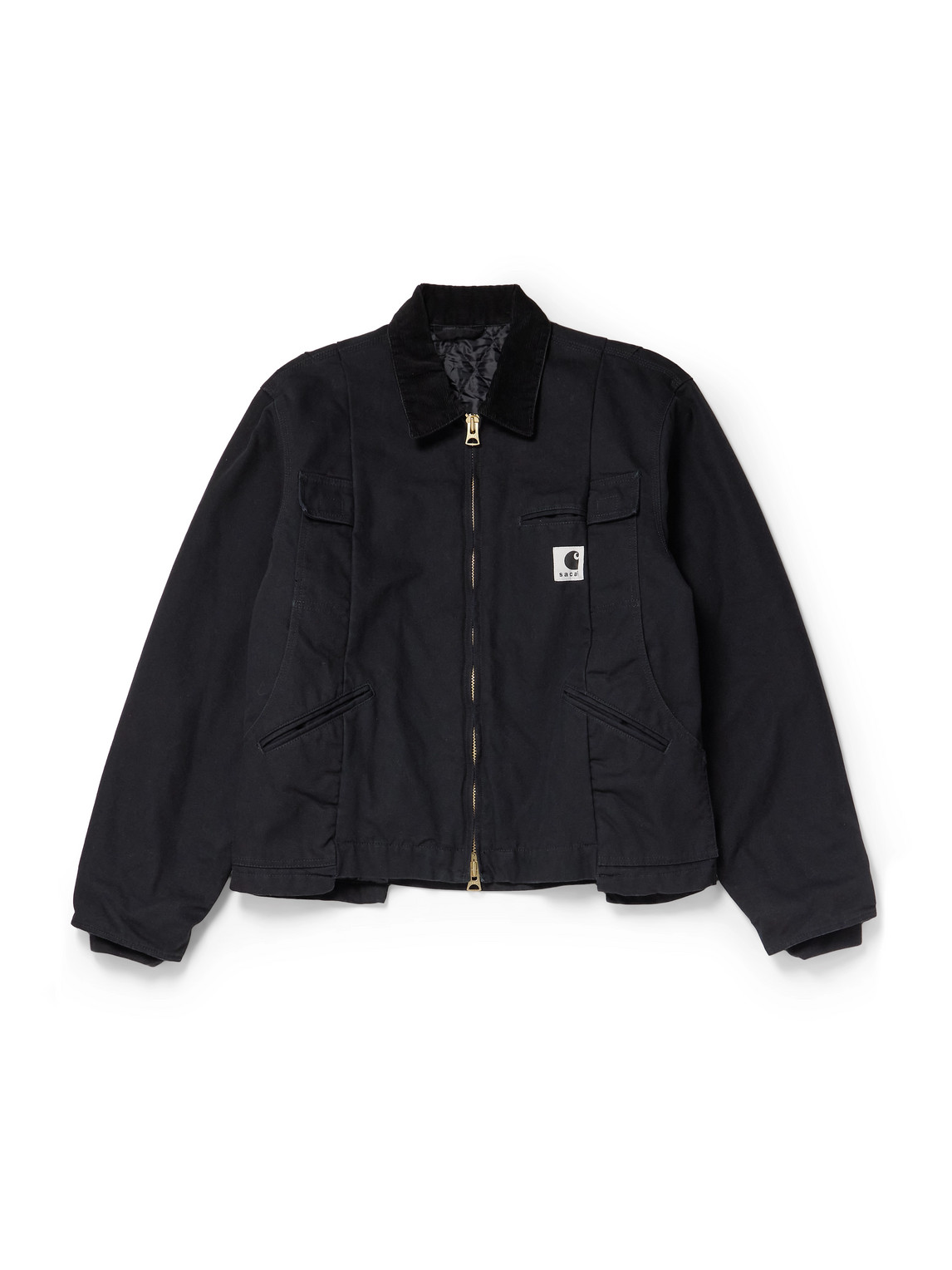 Sacai Carhartt Wip Cotton Corduroy-trimmed Panelled Cotton-canvas Jacket In Multi