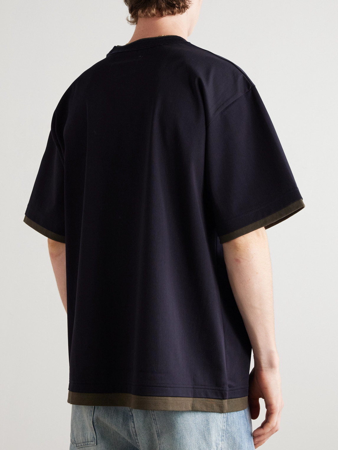 Sacai Men S Cotton Jersey T-shirt Navy In Blue