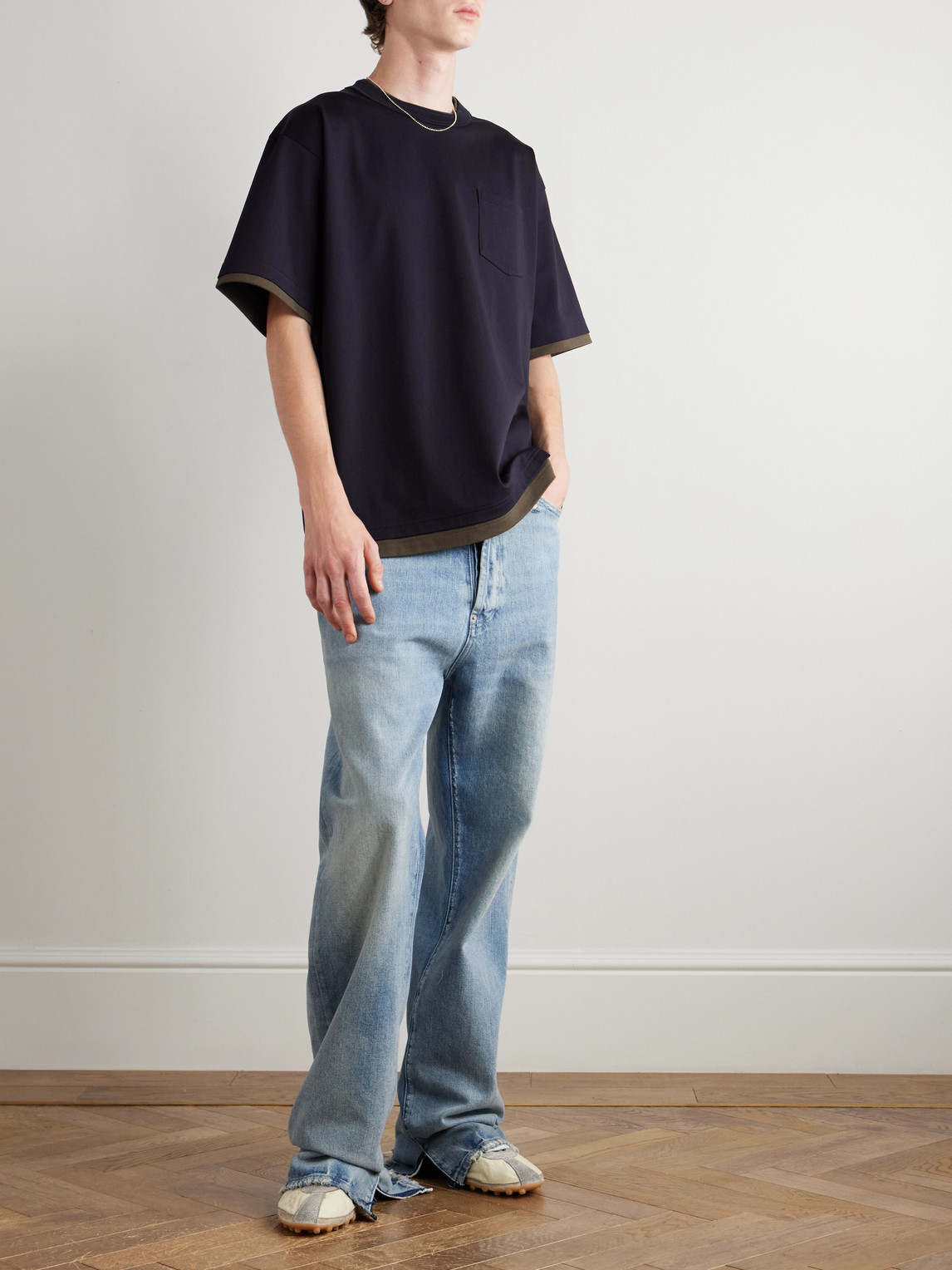 Sacai Men S Cotton Jersey T-shirt Navy In Blue