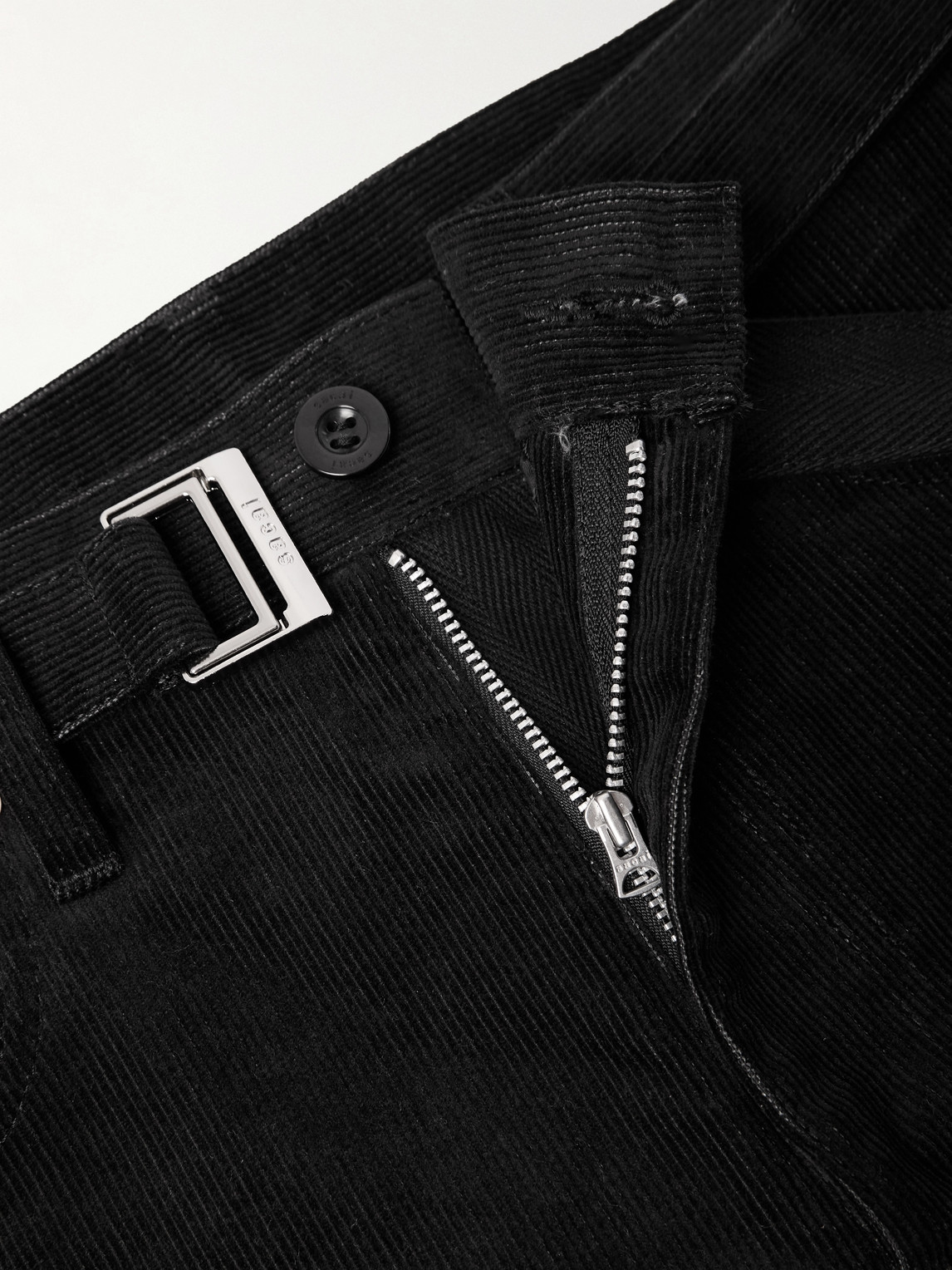 Sacai Straight-leg Belted Cotton-blend Corduroy Trousers In Black