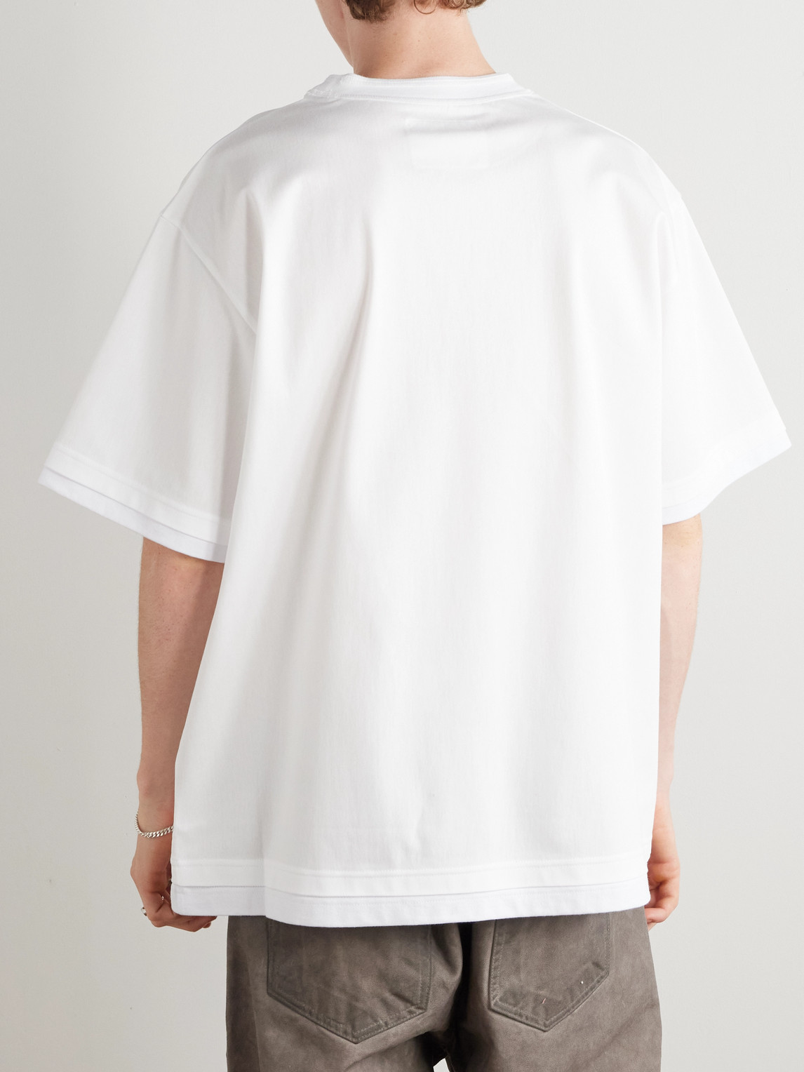 Sacai Layered Cotton-jersey T-shirt In White