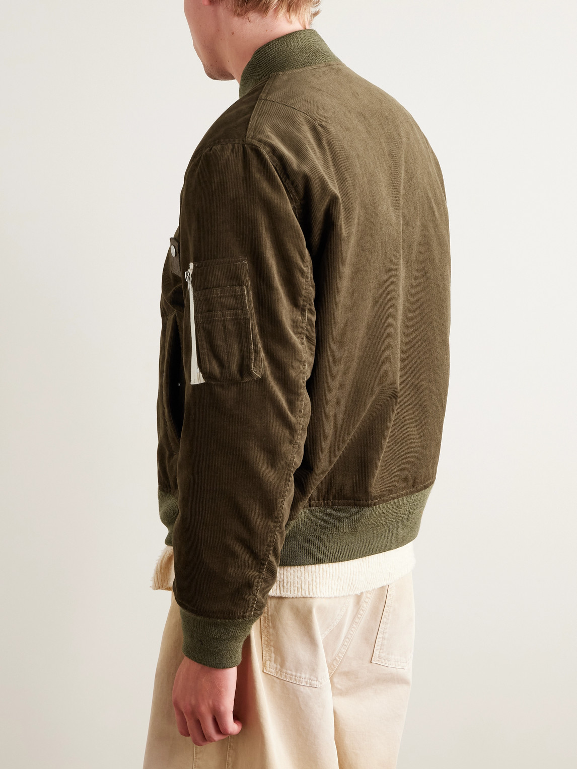 Sacai Canvas-trimmed Cotton-blend Corduroy Bomber Jacket In Brown