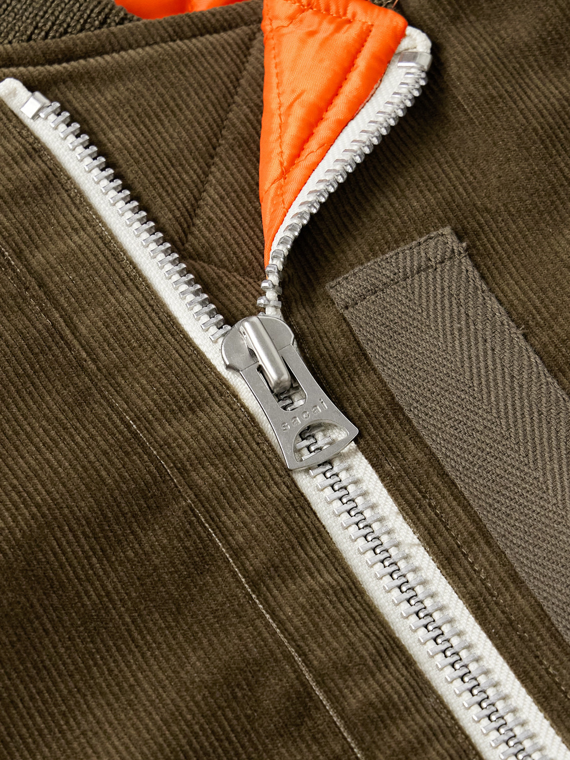 Sacai Canvas-trimmed Cotton-blend Corduroy Bomber Jacket In Brown