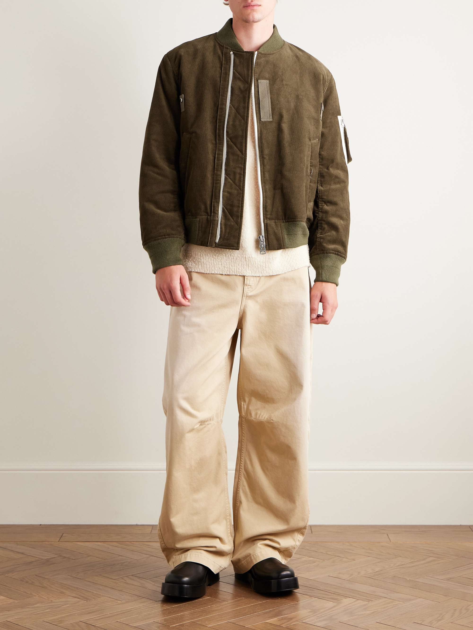 SACAI Canvas-Trimmed Cotton-Blend Corduroy Bomber Jacket for