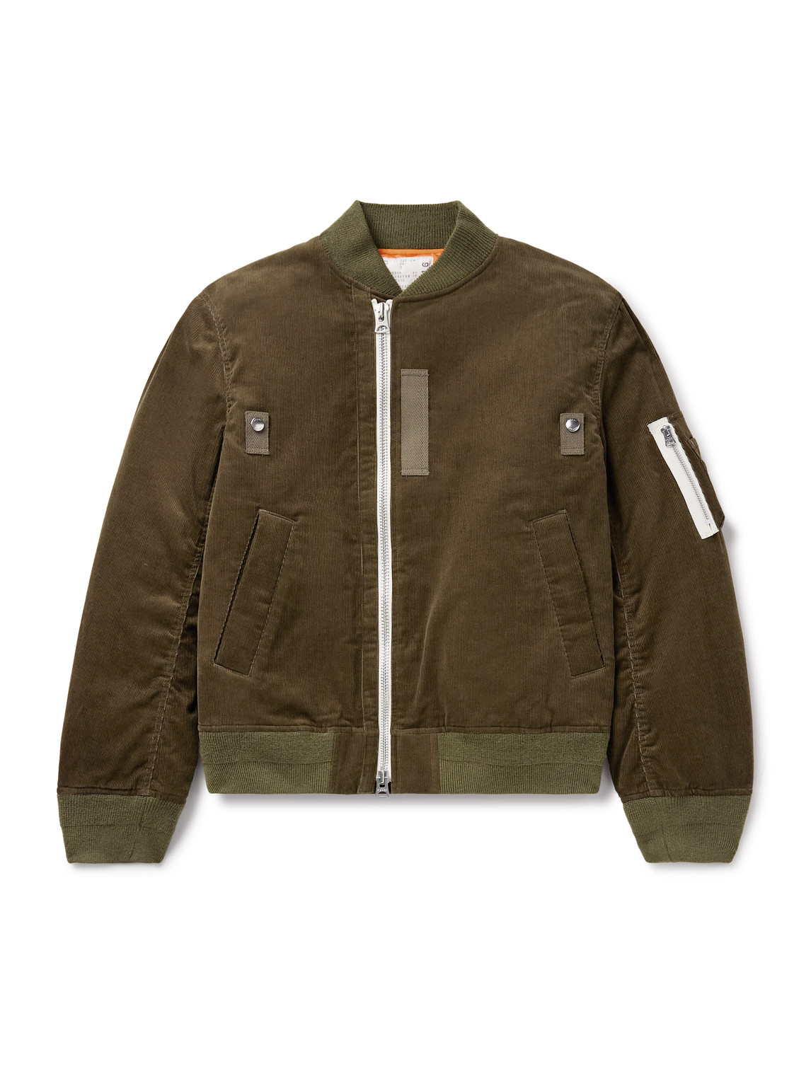 Sacai Canvas-trimmed Cotton-blend Corduroy Bomber Jacket In Brown