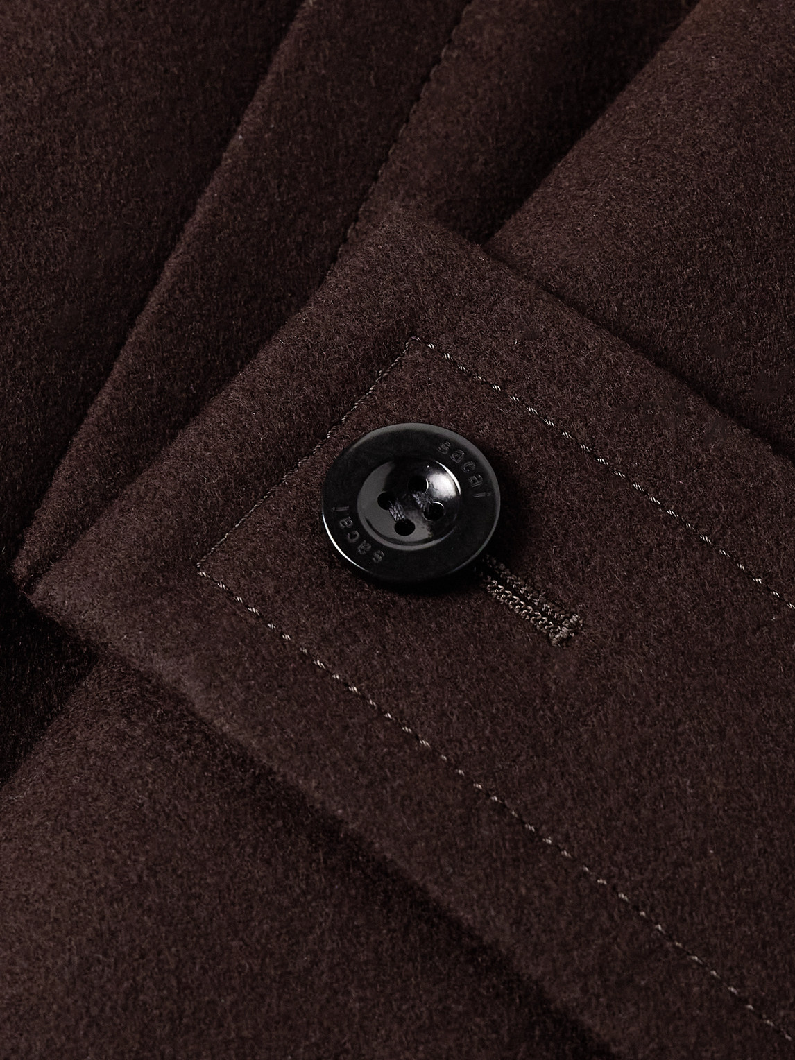 Sacai Brown Wool Melton Bomber Jacket In Brown