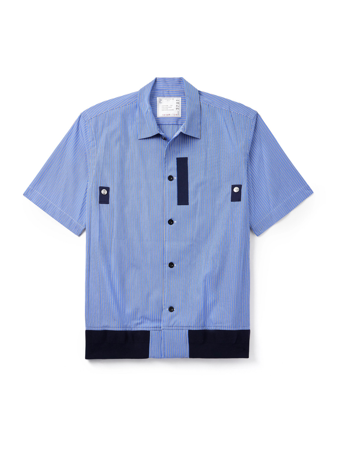 Sacai Striped Cotton-poplin Shirt In Blue