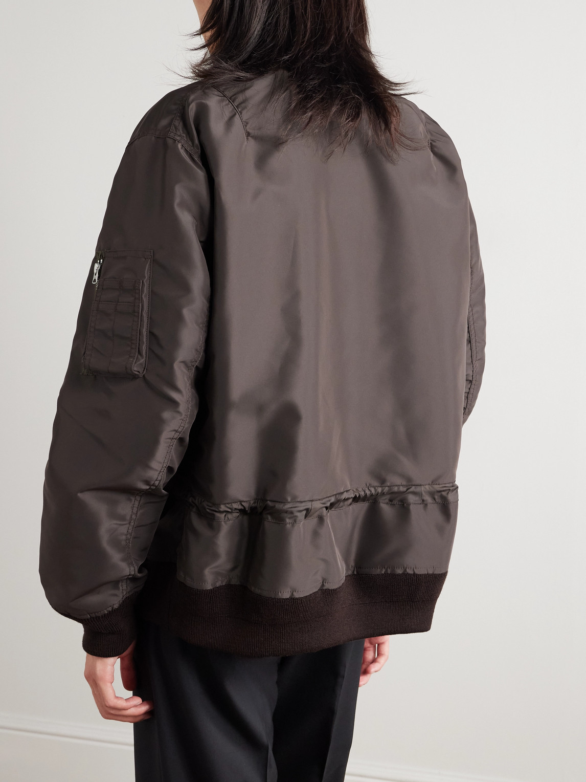 Sacai Shell Bomber Jacket In Brown