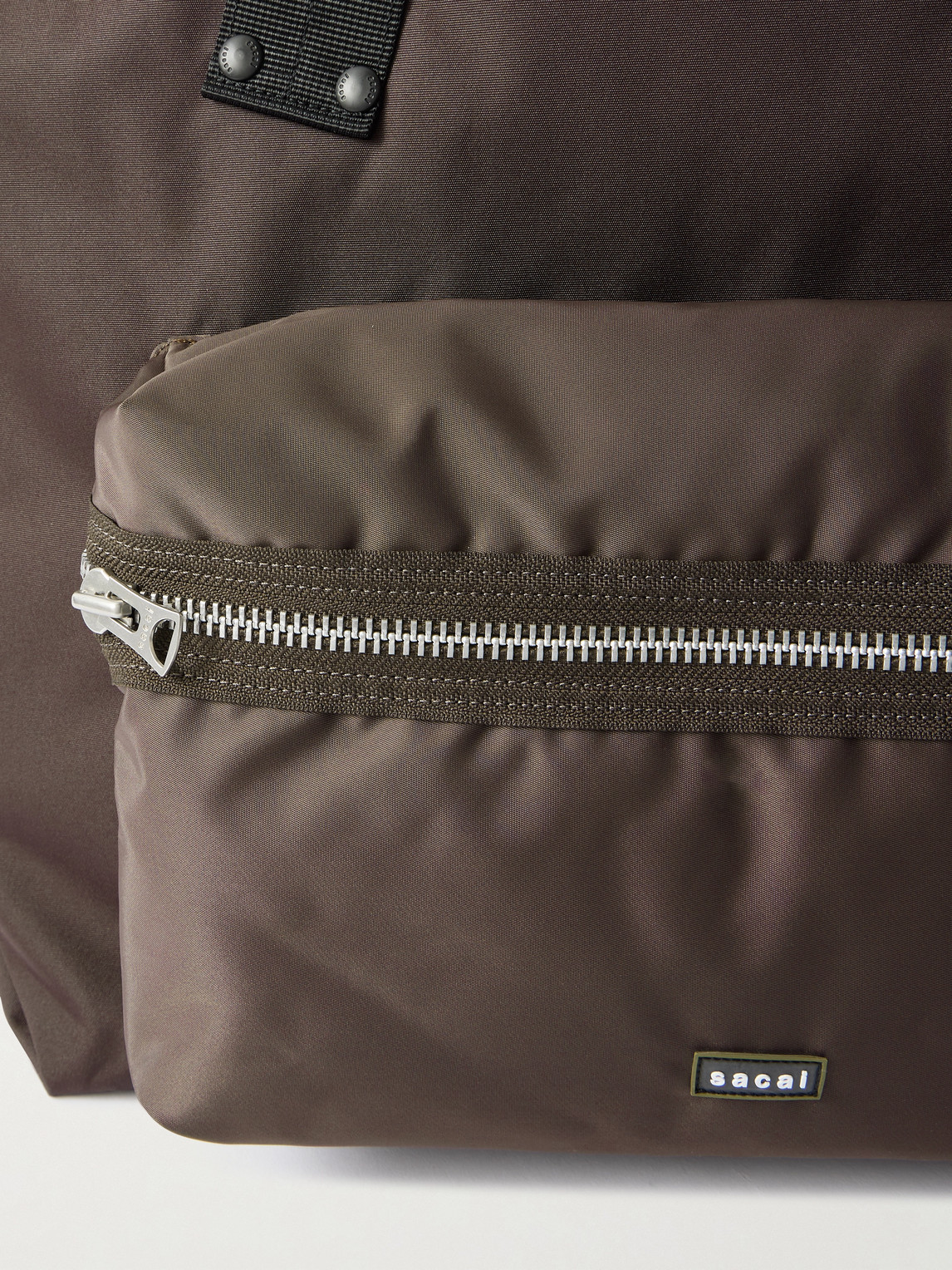 Sacai Leather-trimmed Shell Tote Bag In Brown