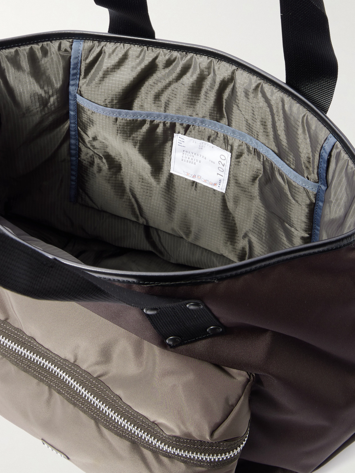 Sacai Leather-trimmed Shell Tote Bag In Brown