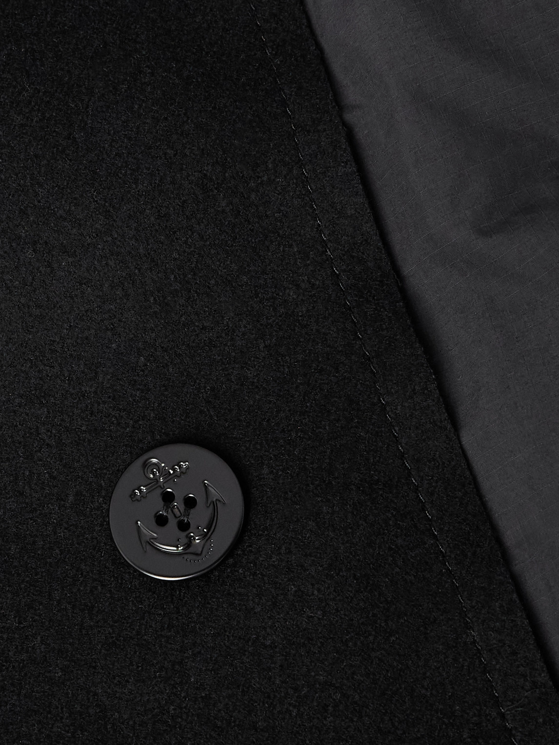 Sacai Double-breasted Wool And Ripstop Down Bomber Jacket In Black