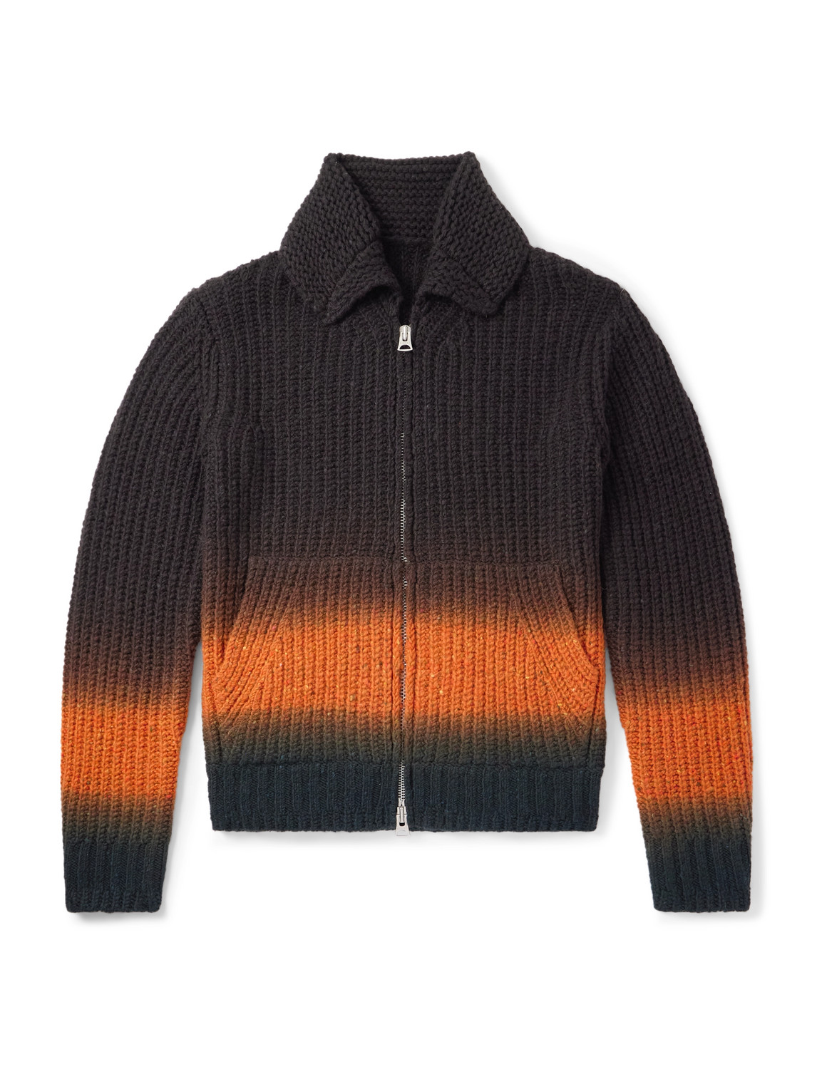 Sacai Mens Brown Regular-fit Spread-collar Wool Cardigan In Multi