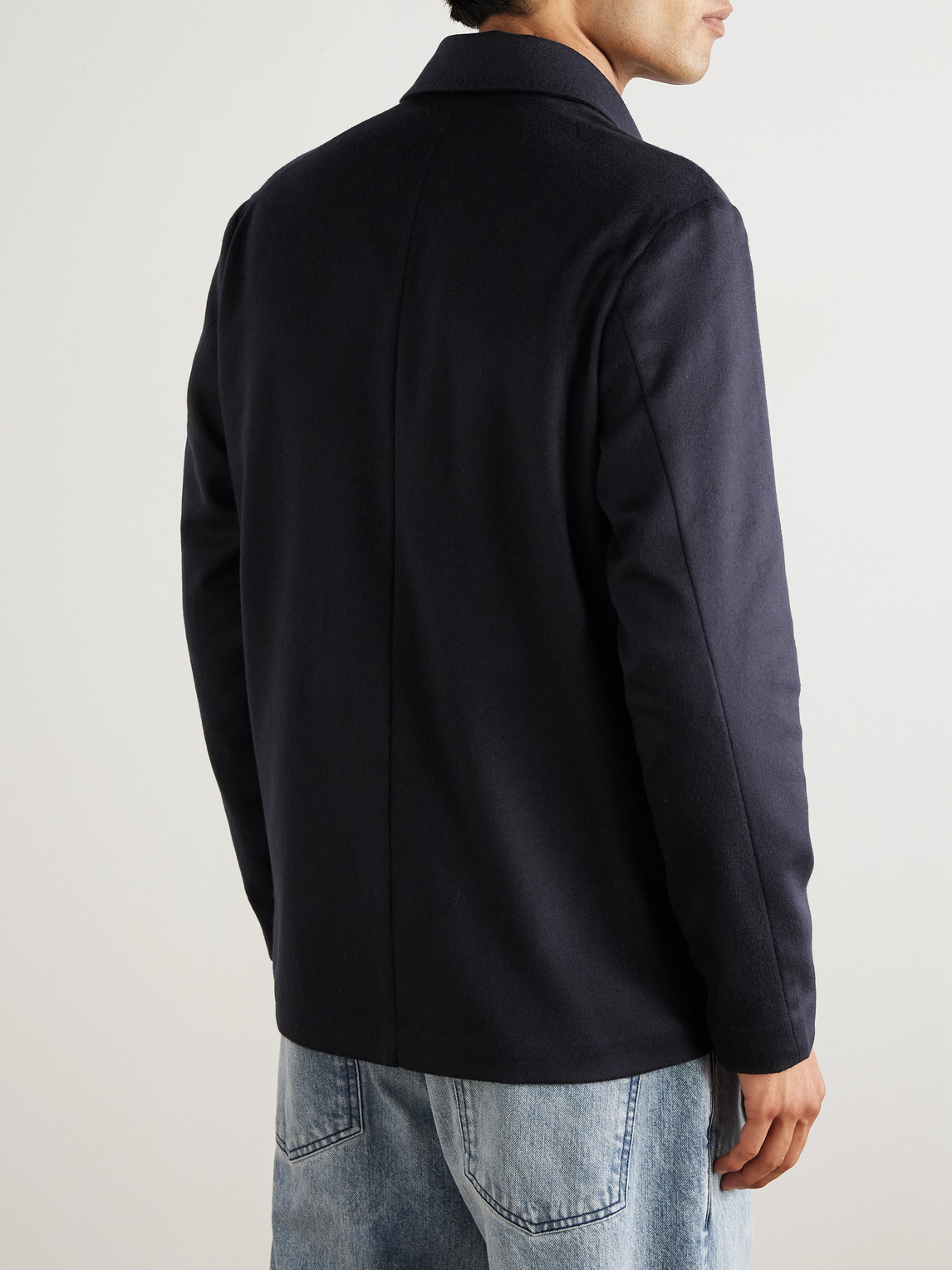 Altea Seth Cashmere-felt Overshirt In Blue