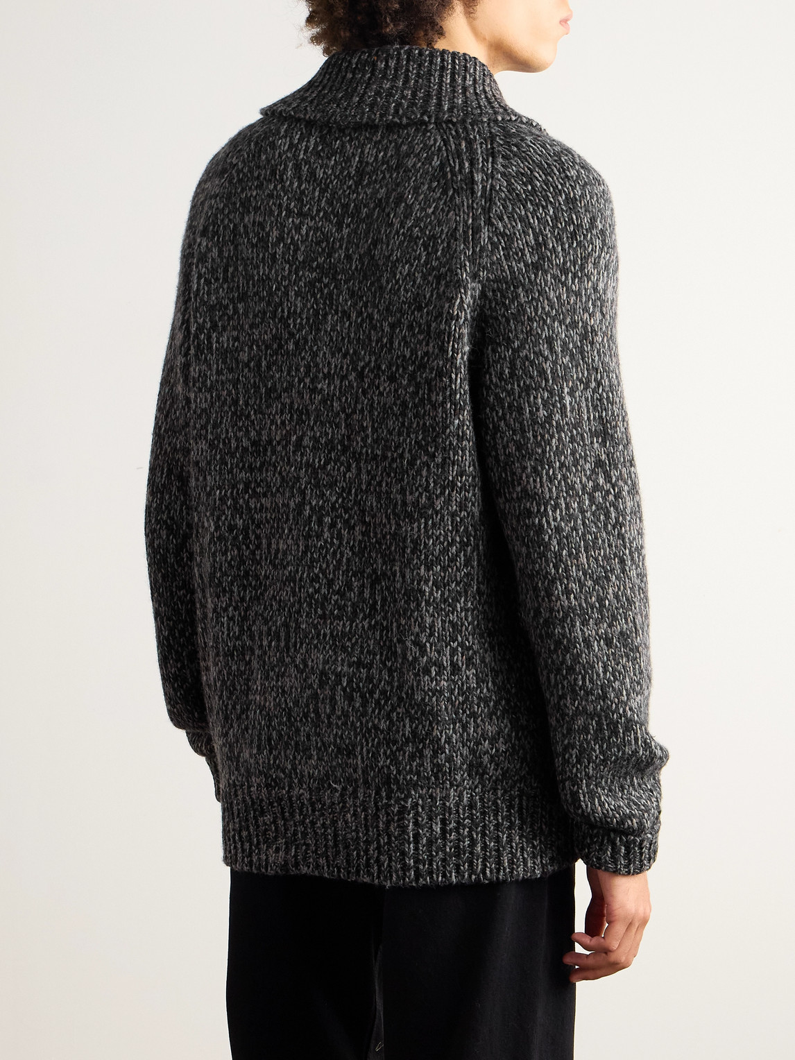 Altea Shawl-collar Double-breasted Knitted Cardigan In Black