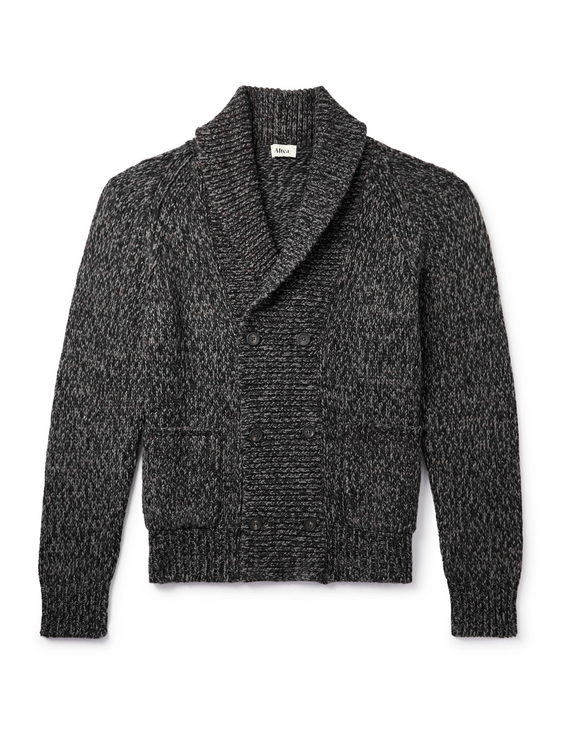 Altea Shawl-collar Double-breasted Knitted Cardigan In Black