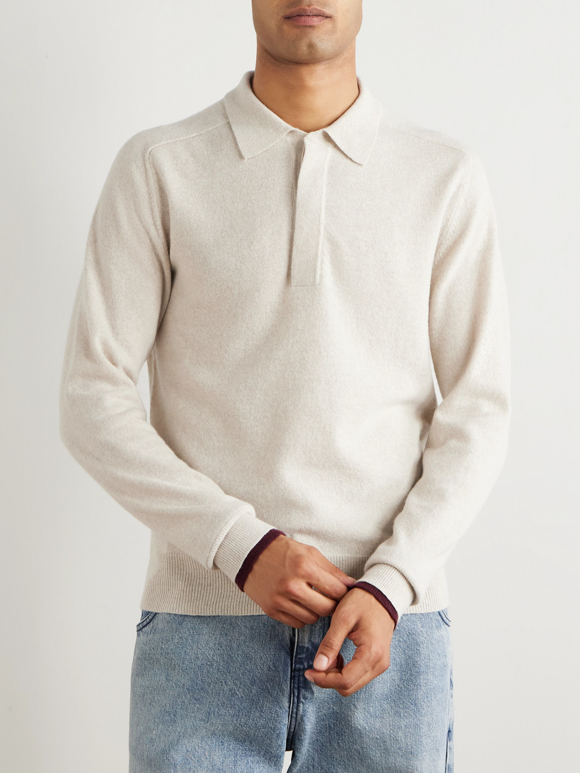Altea Wool And Cashmere-blend Polo Shirt In Neutral
