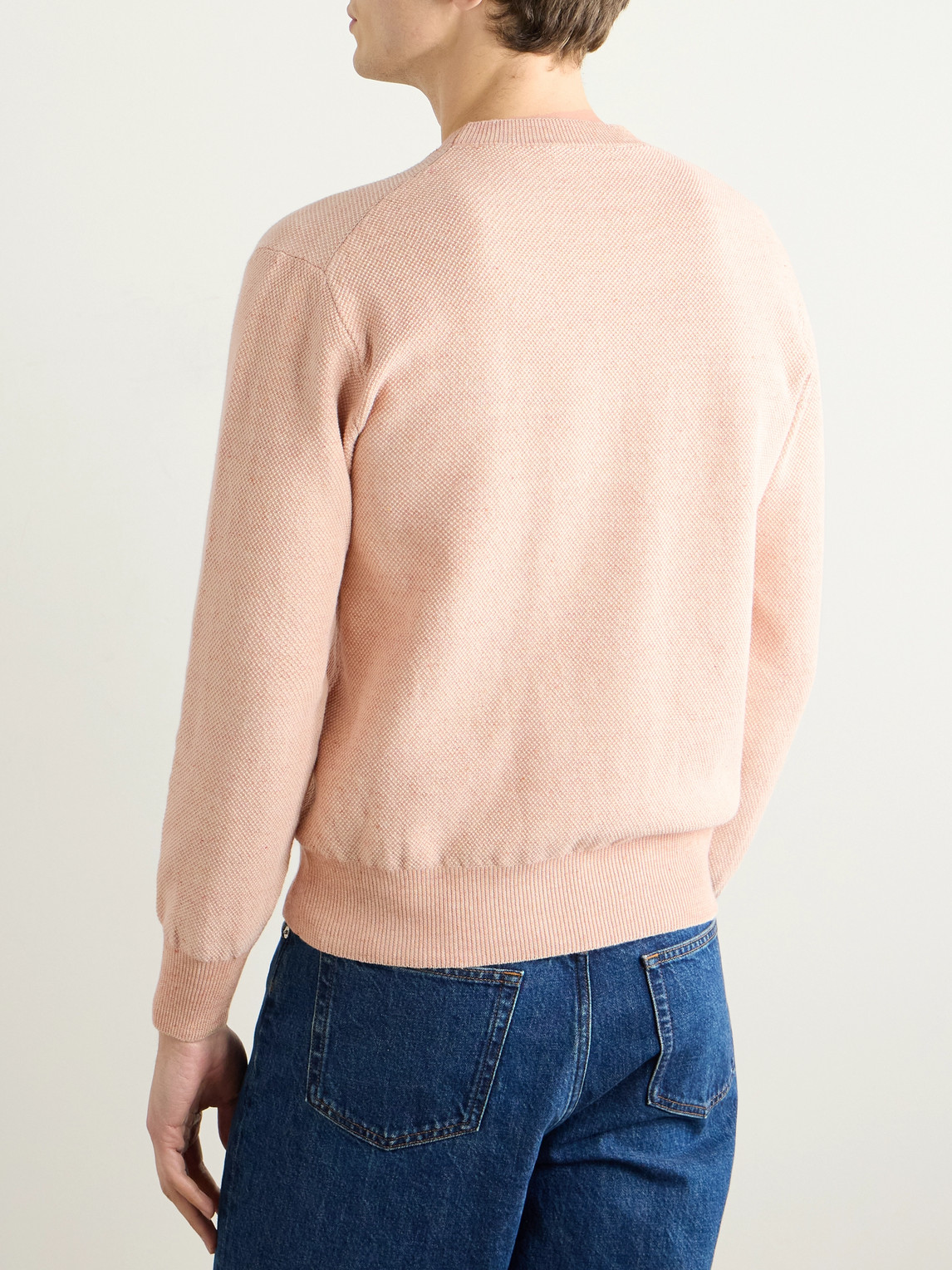 Altea Linen And Cotton-blend Piqué Sweater In Pink