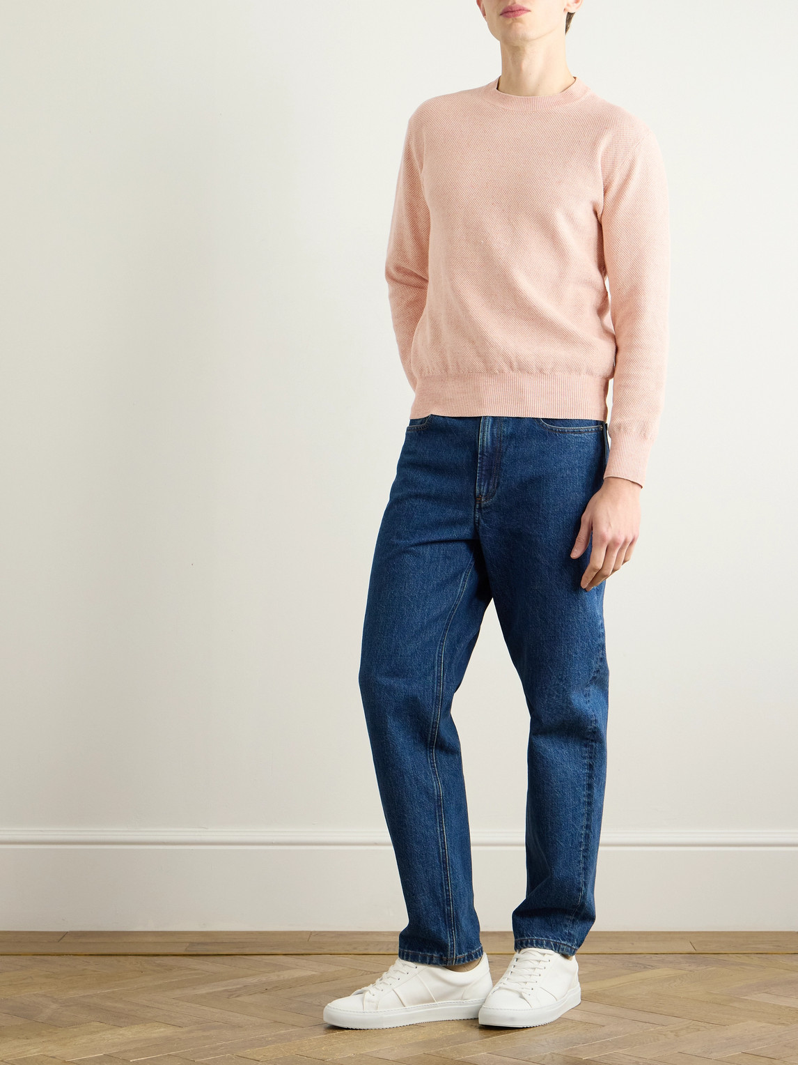 Altea Linen And Cotton-blend Piqué Sweater In Pink
