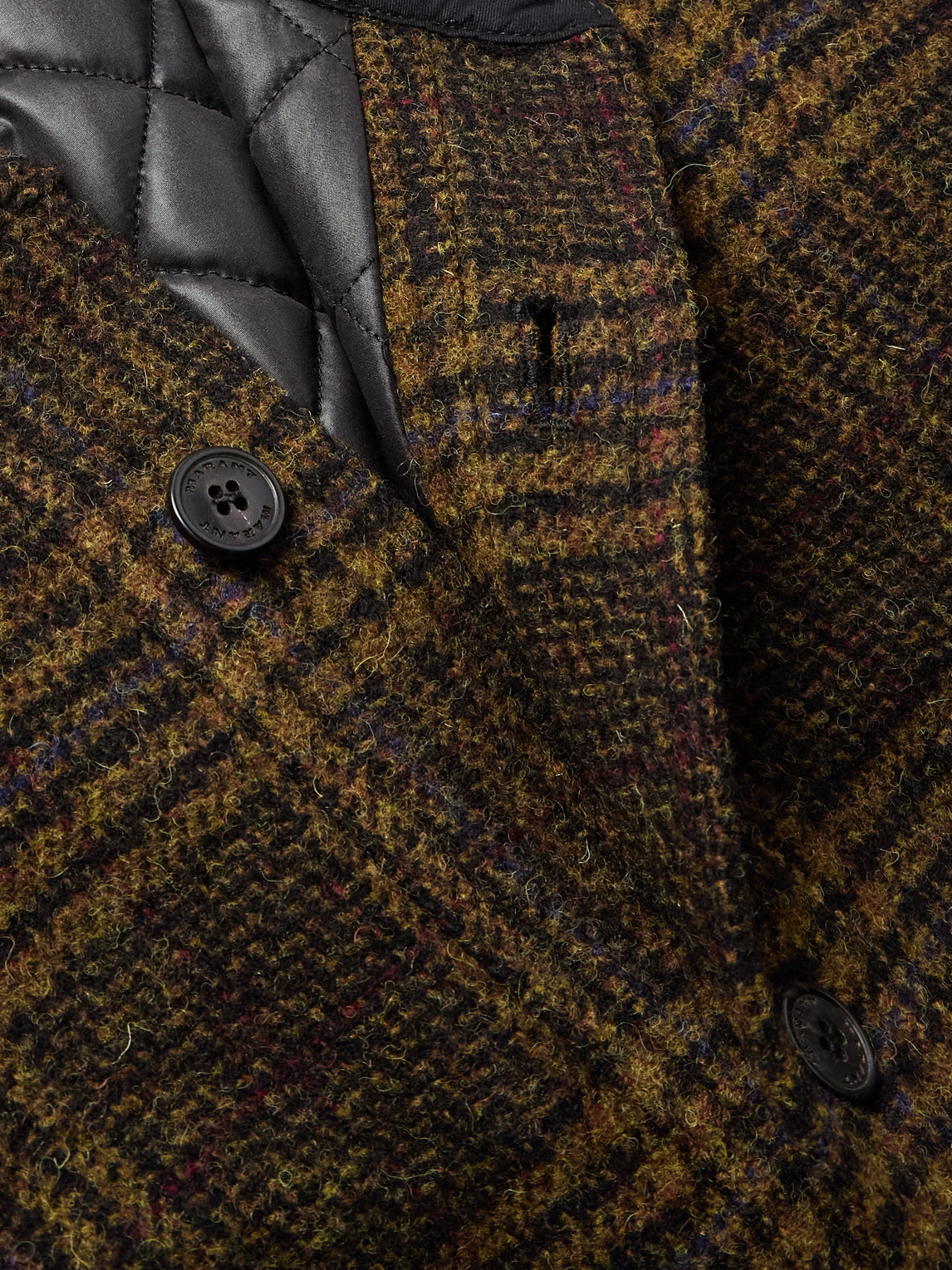 Isabel Marant Kervey Checked Virgin Wool Overshirt In Green