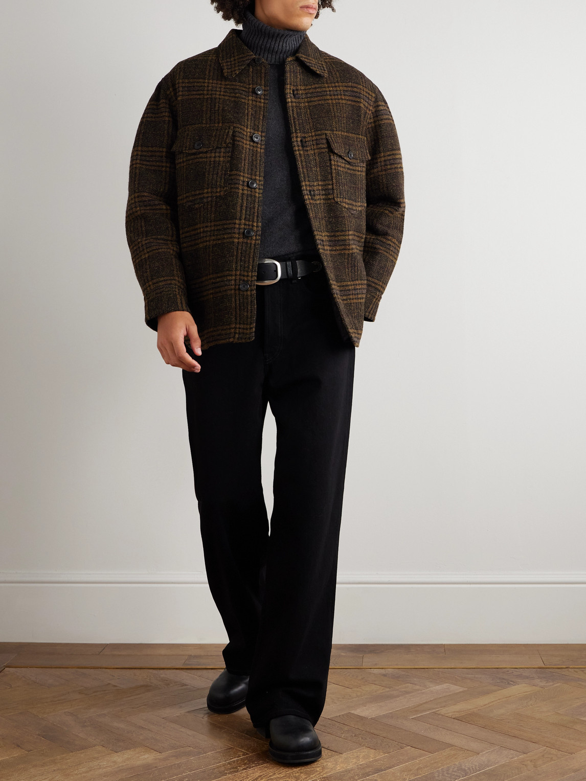 Isabel Marant Kervey Checked Virgin Wool Overshirt In Green
