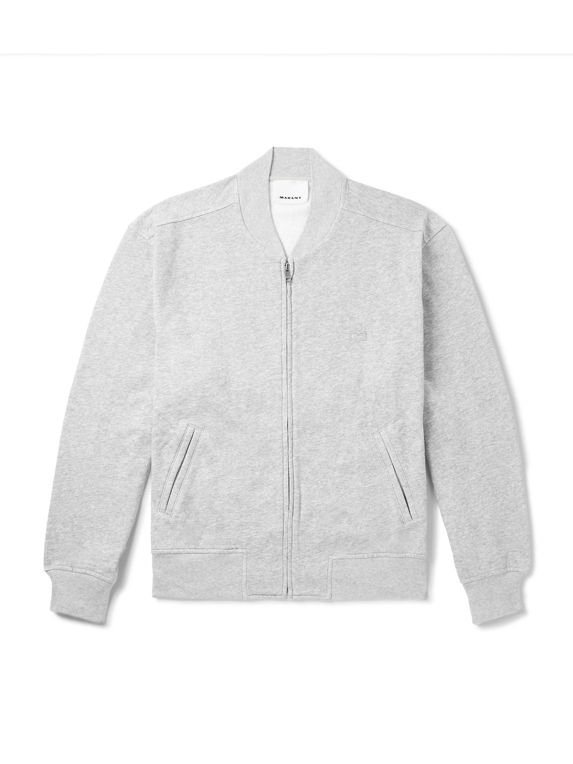 Isabel Marant Logo-embroidered Organic Cotton-blend Jersey Zip-up Sweatshirt In Gray