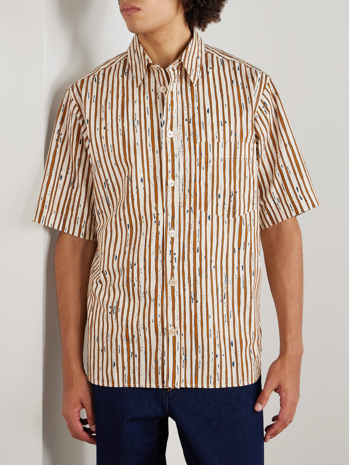 Isabel Marant Labilio Striped Cotton Shirt In Brown