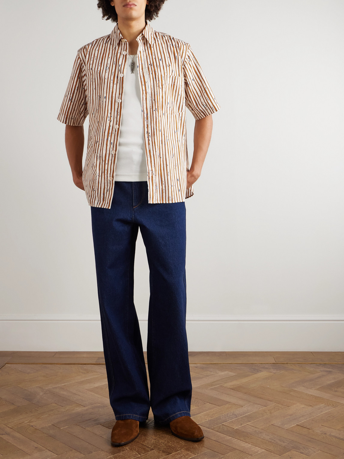Isabel Marant Labilio Striped Cotton Shirt In Brown