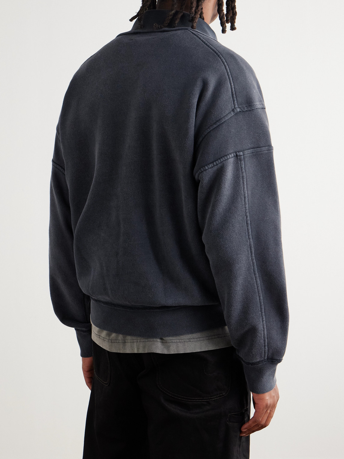 Isabel Marant Malone Cotton-jersey Half-zip Sweatshirt In Black