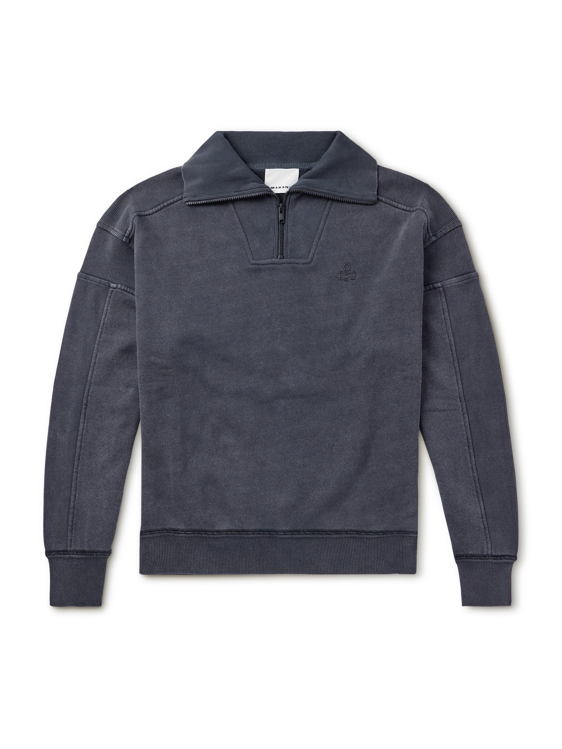 Isabel Marant Malone Cotton-jersey Half-zip Sweatshirt In Black