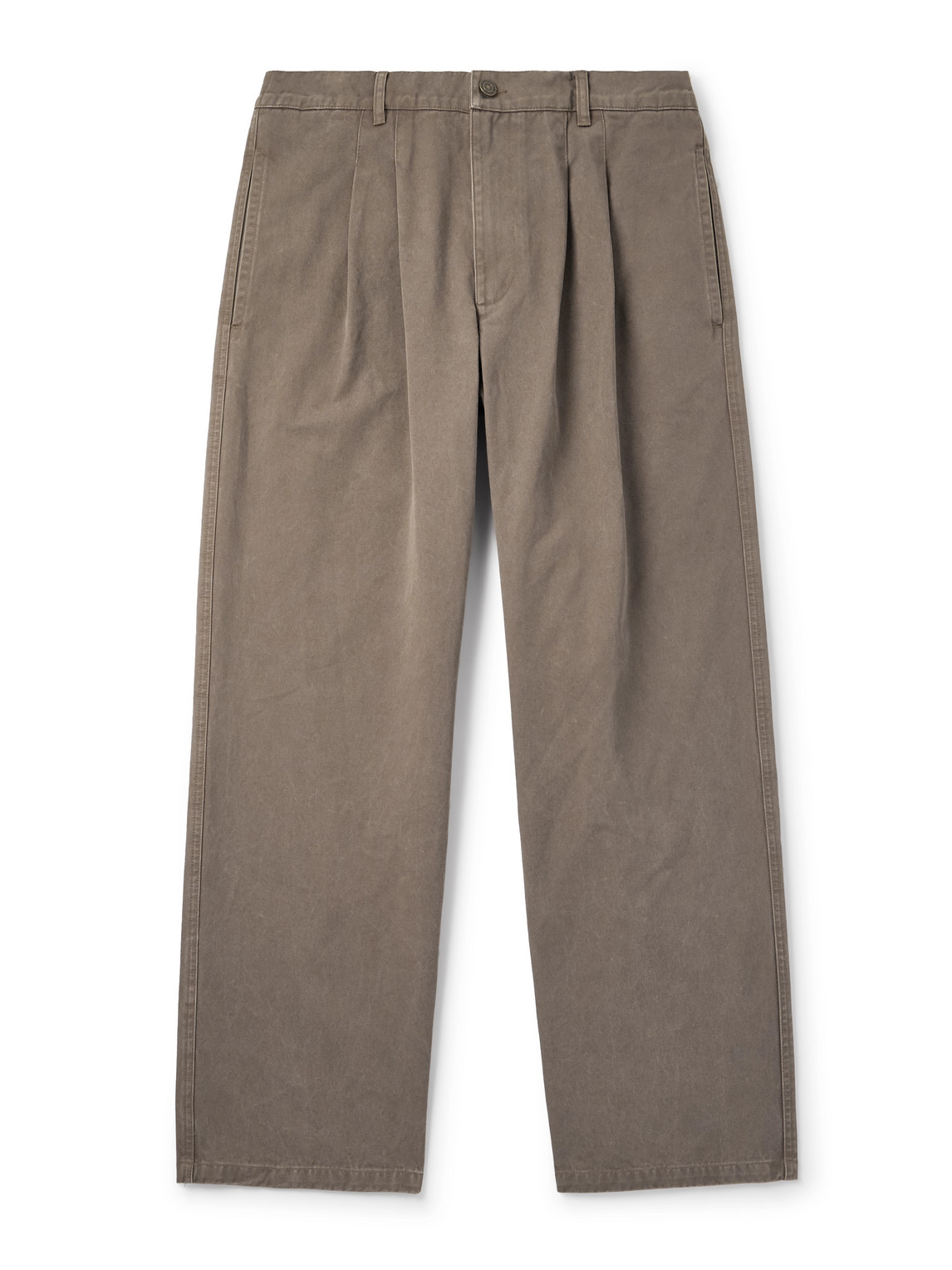 Isabel Marant Kostin Straight-leg Pleated Cotton-twill Trousers In Brown