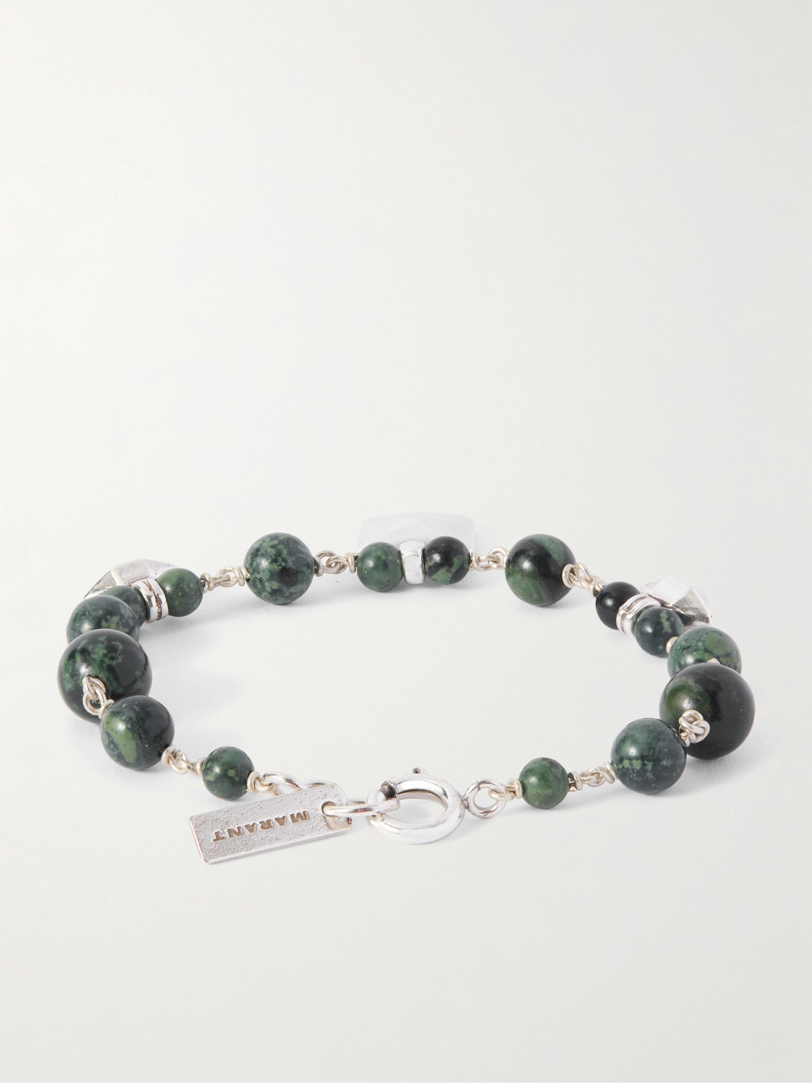 Isabel Marant Jack Silver-tone And Jasper Beaded Bracelet In Green