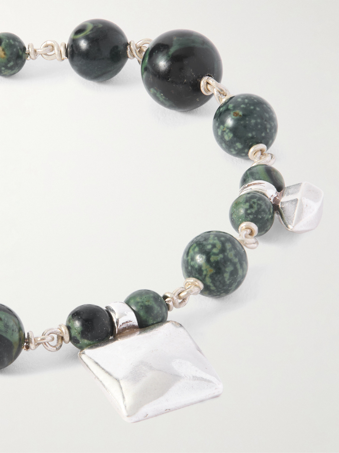 Isabel Marant Jack Silver-tone And Jasper Beaded Bracelet In Green