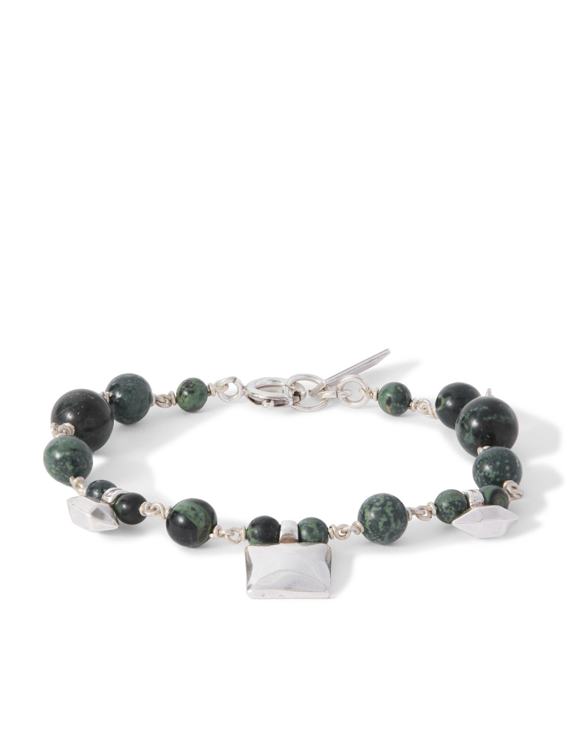 Isabel Marant Jack Silver-tone And Jasper Beaded Bracelet In Green