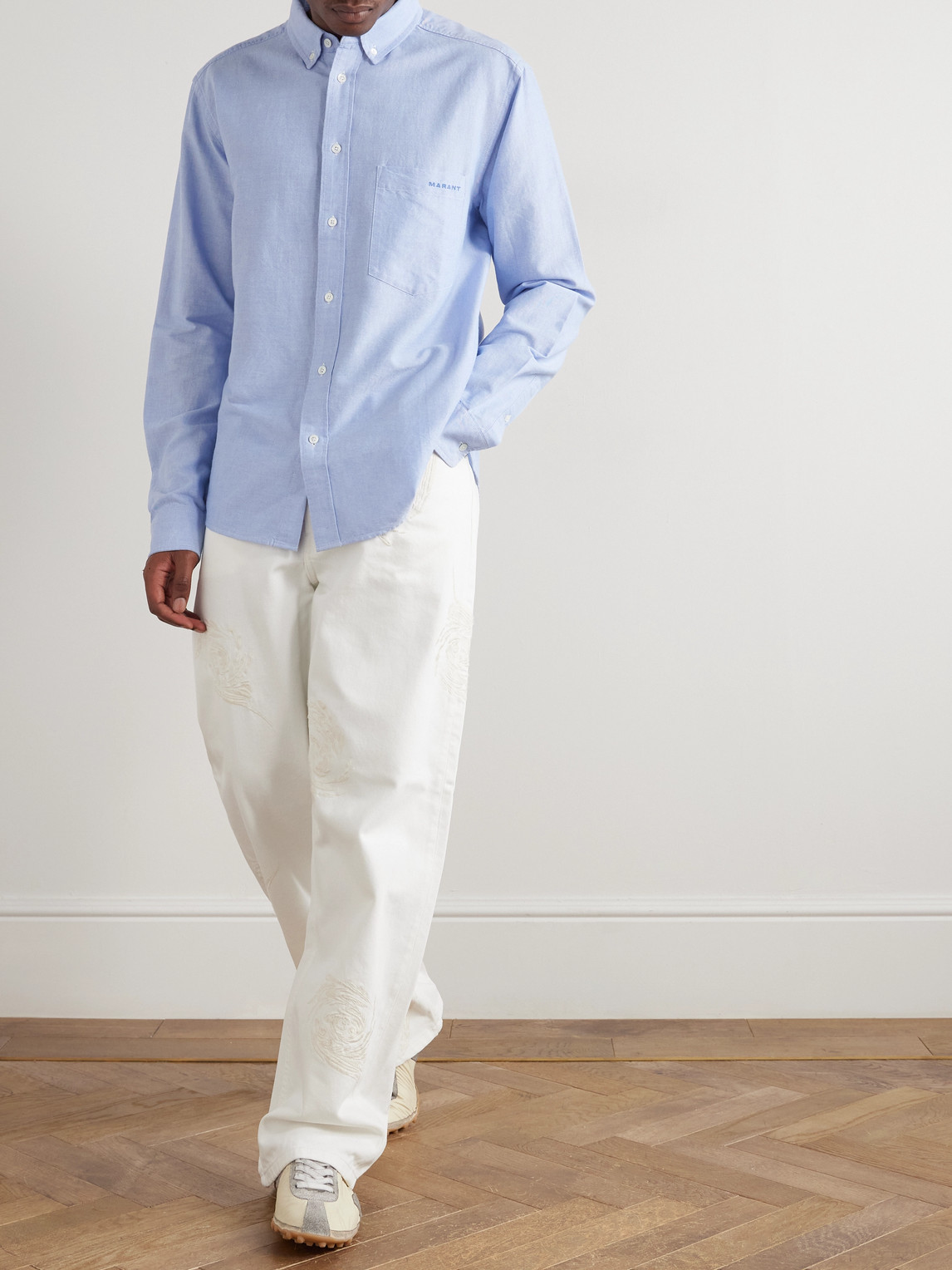 Isabel Marant Jasolo Logo-embroidered Cotton Shirt In Blue