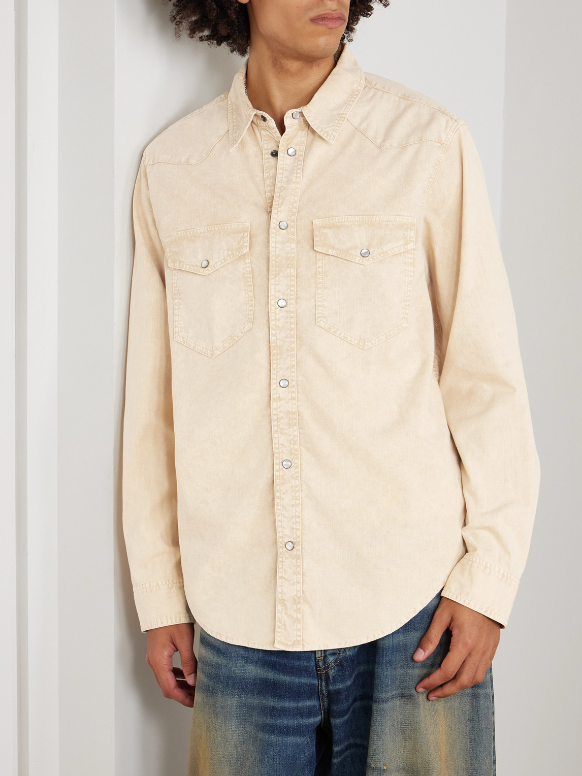 Isabel Marant Vasco Cotton Western Shirt In Neutral