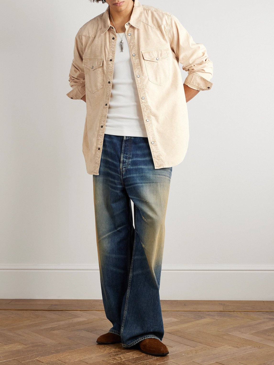 Isabel Marant Vasco Cotton Western Shirt In Neutral