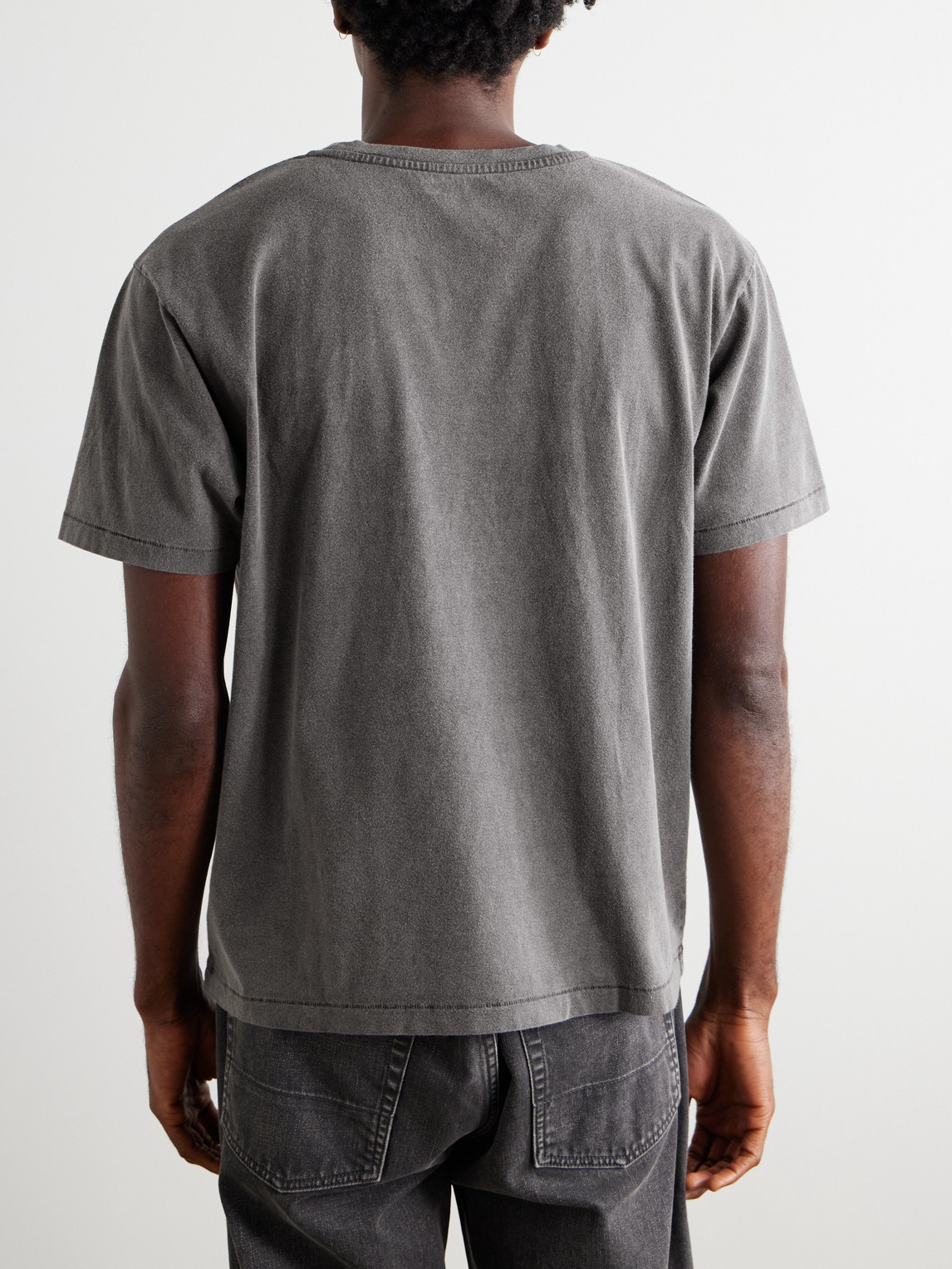 Mfpen New Garment-dyed Brushed Organic Cotton-jersey T-shirt In Gray